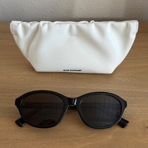 Blue Elephant Black Sunglasses with White Case